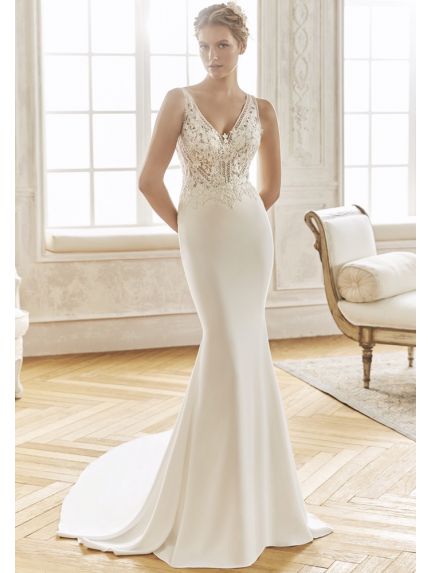 Embroidered Crepe Wedding Dress