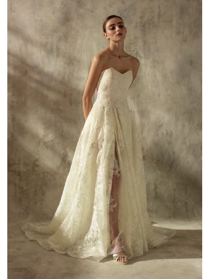 Embroidered High Slit Wedding Dress