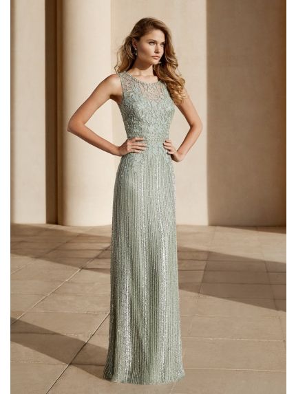 Embellished Tulle Evening Gown