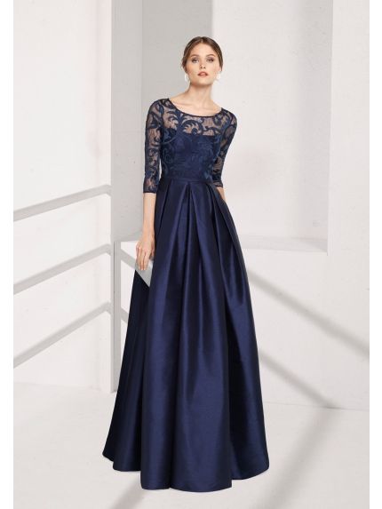 Embroidered Mikado Evening Gown