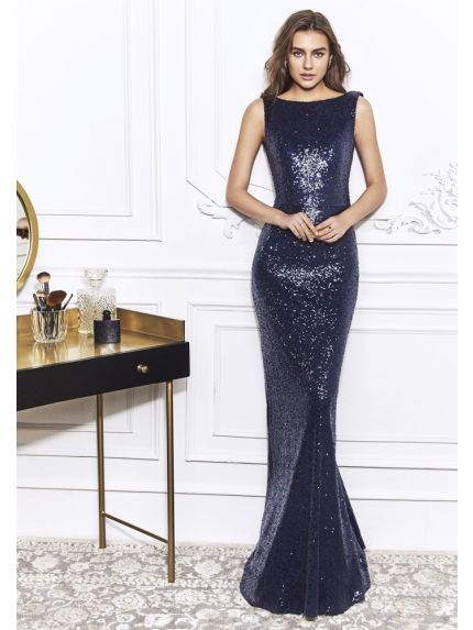 Backless Sequin Evening Gown