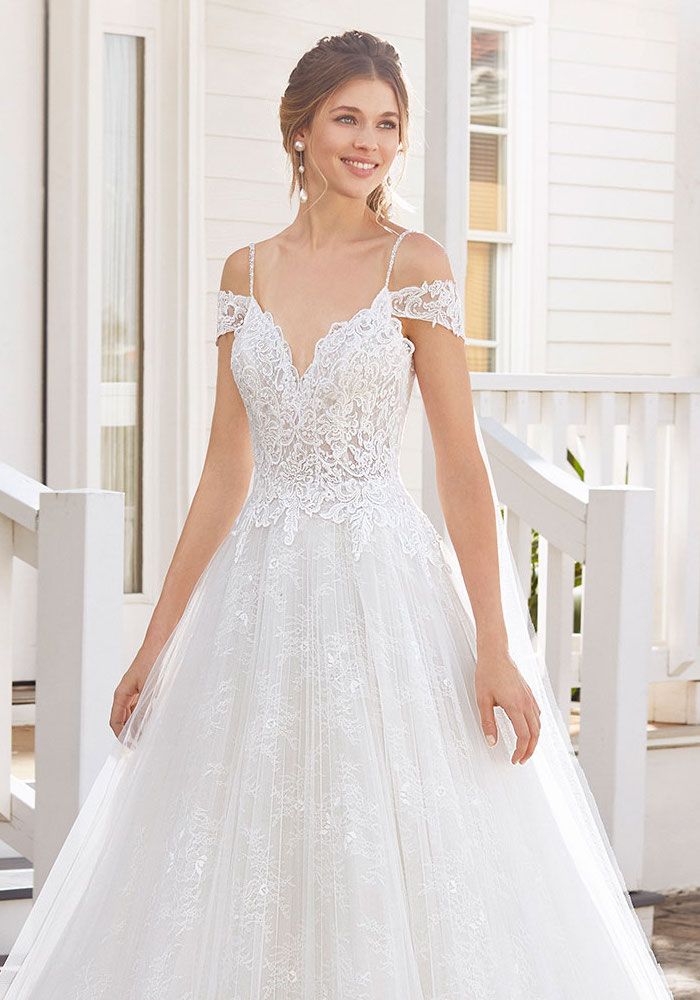 Rosa Clara Codie Off-Shoulder Lace Princess Wedding Dress HK | LMR Weddings